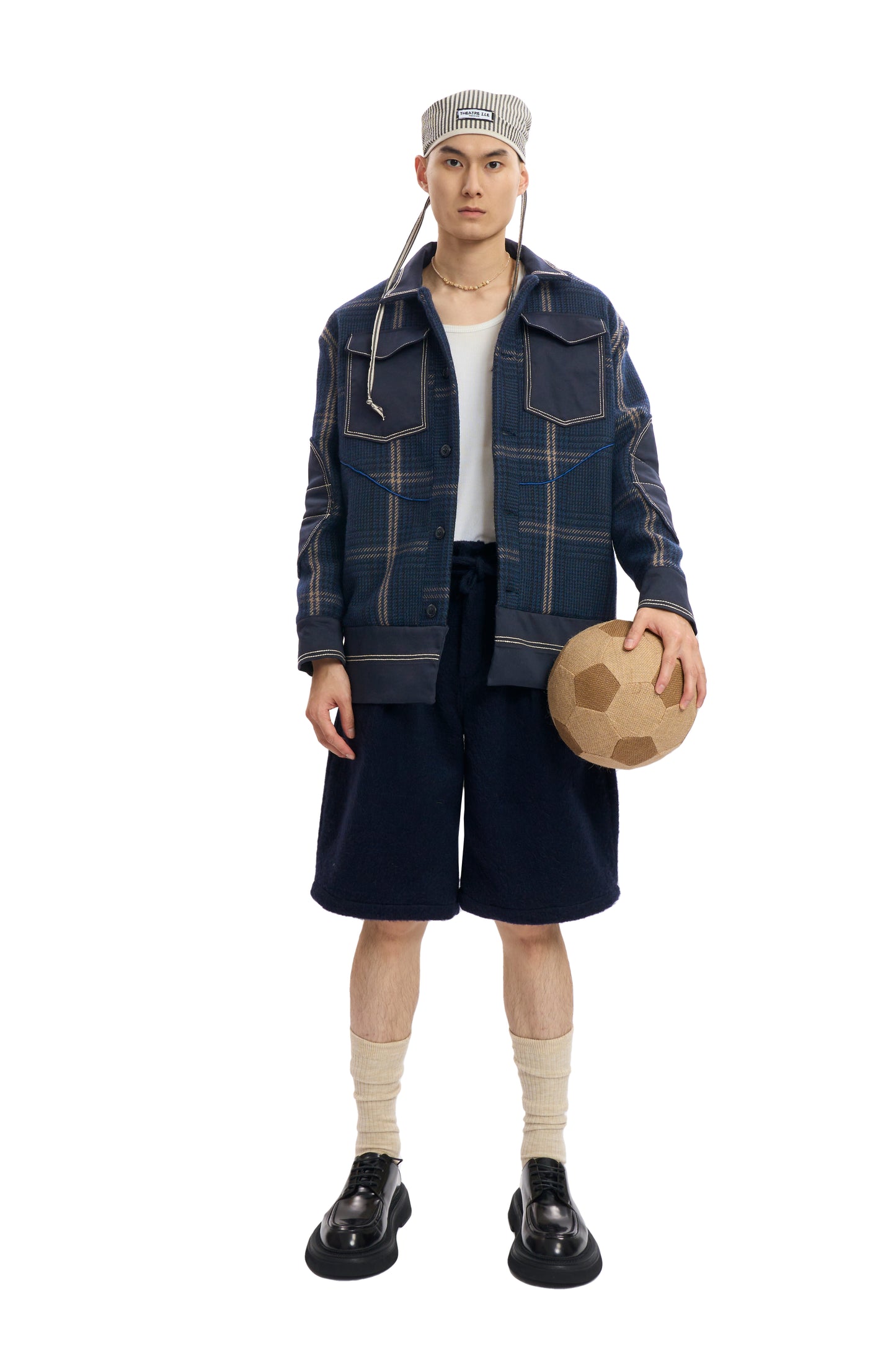 Navy Wool Plaid Jacket