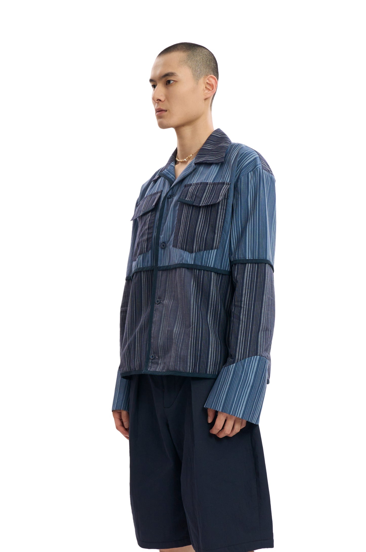 Blue Stripe Binding Shirt