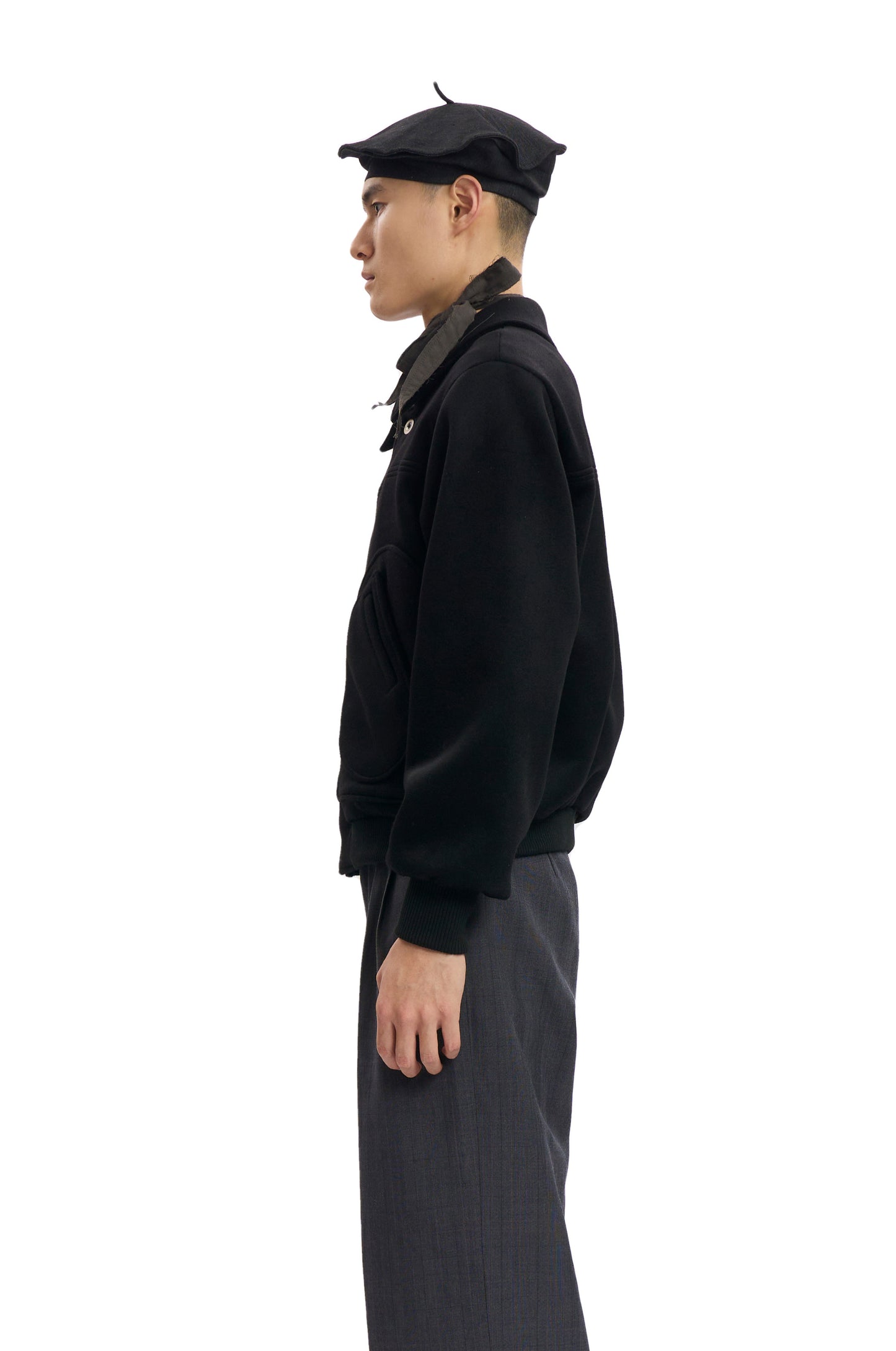 Black Wool Bomber Jacket