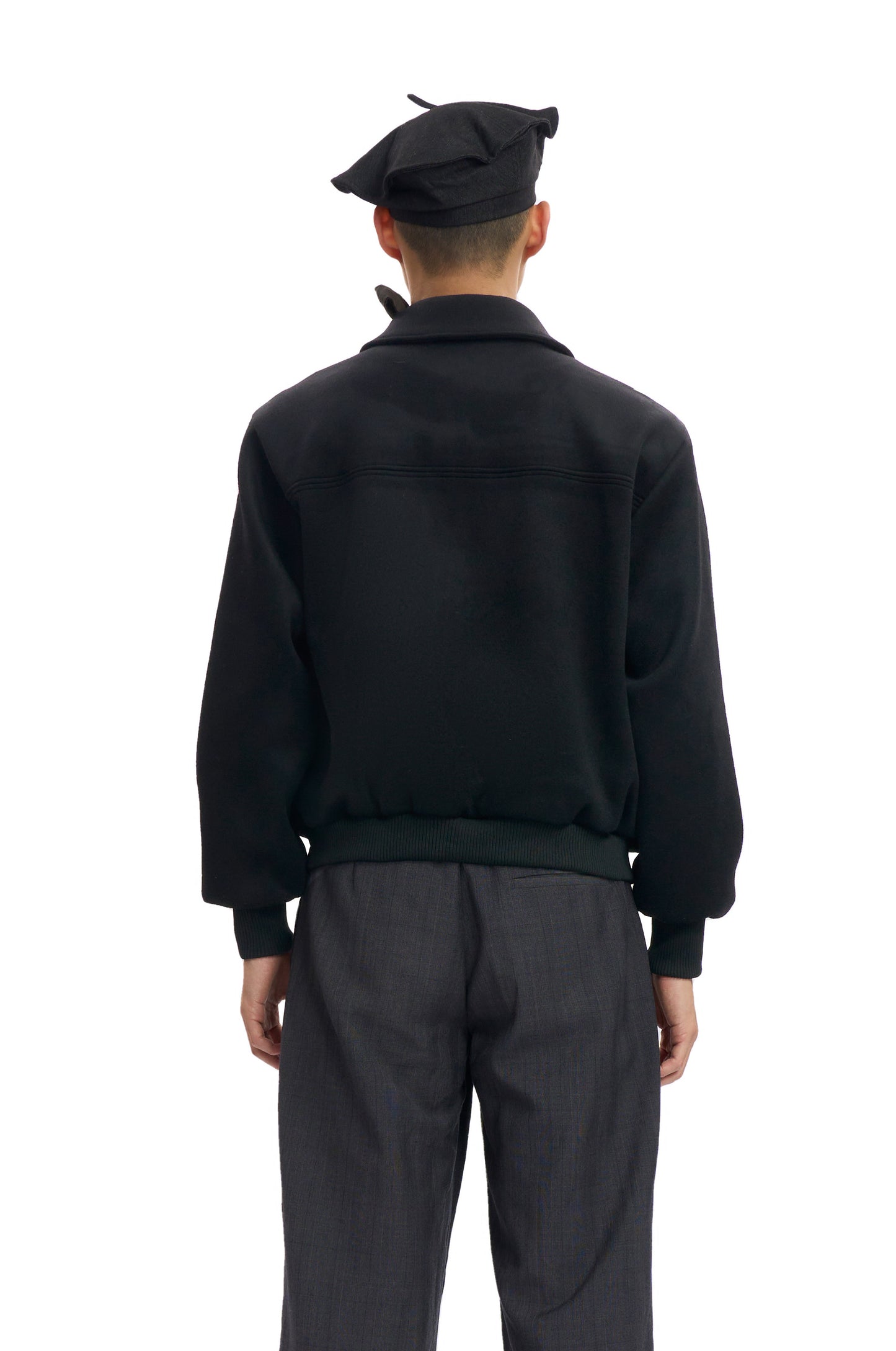 Black Wool Bomber Jacket