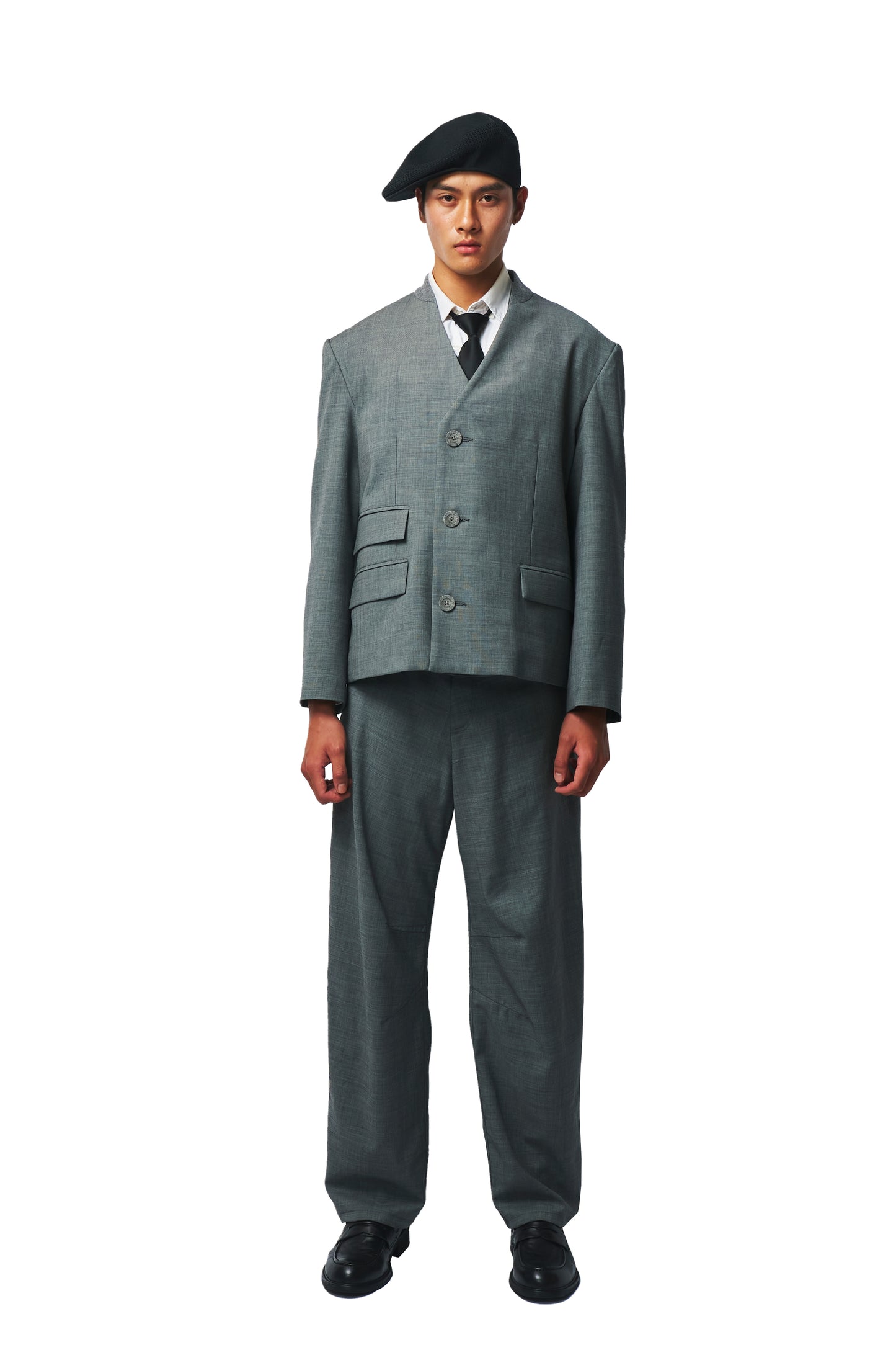 Wool Mandarin Collar Blazer