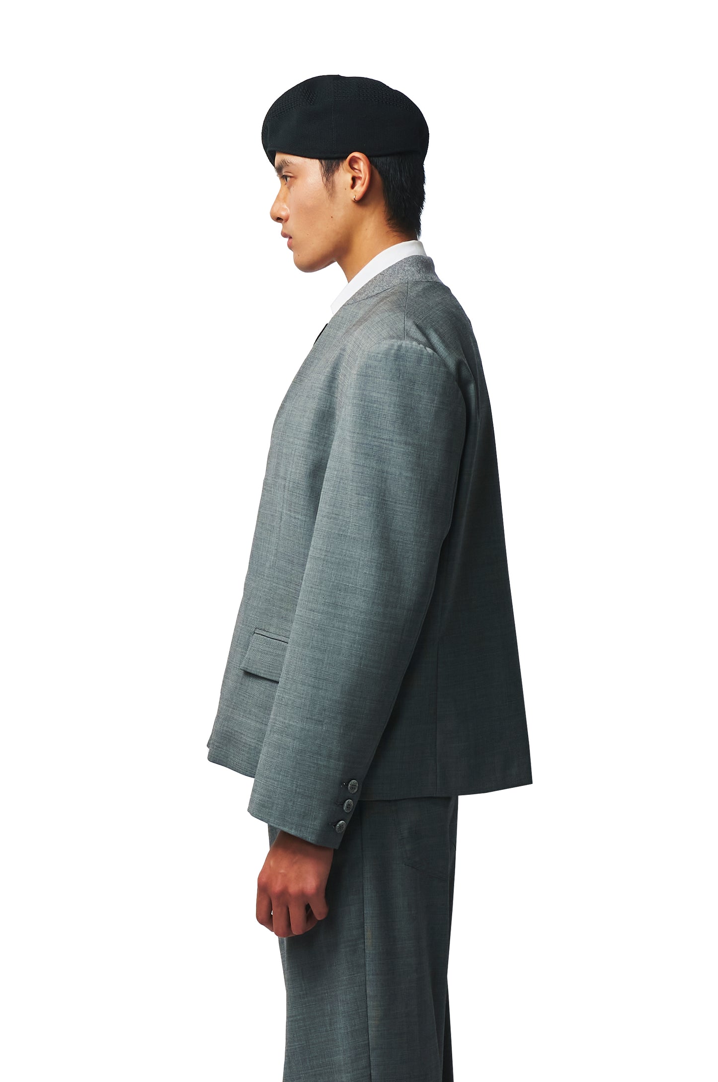 Wool Mandarin Collar Blazer