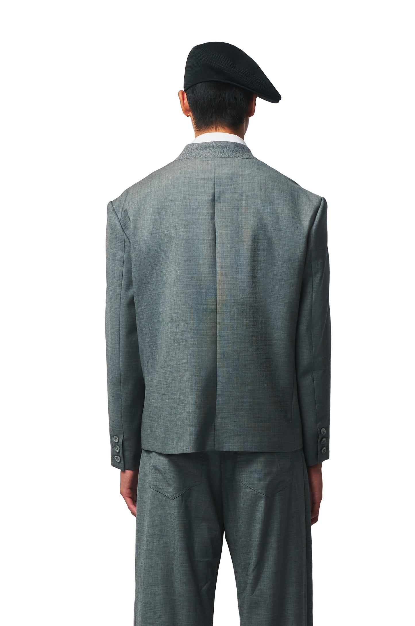 Wool Mandarin Collar Blazer