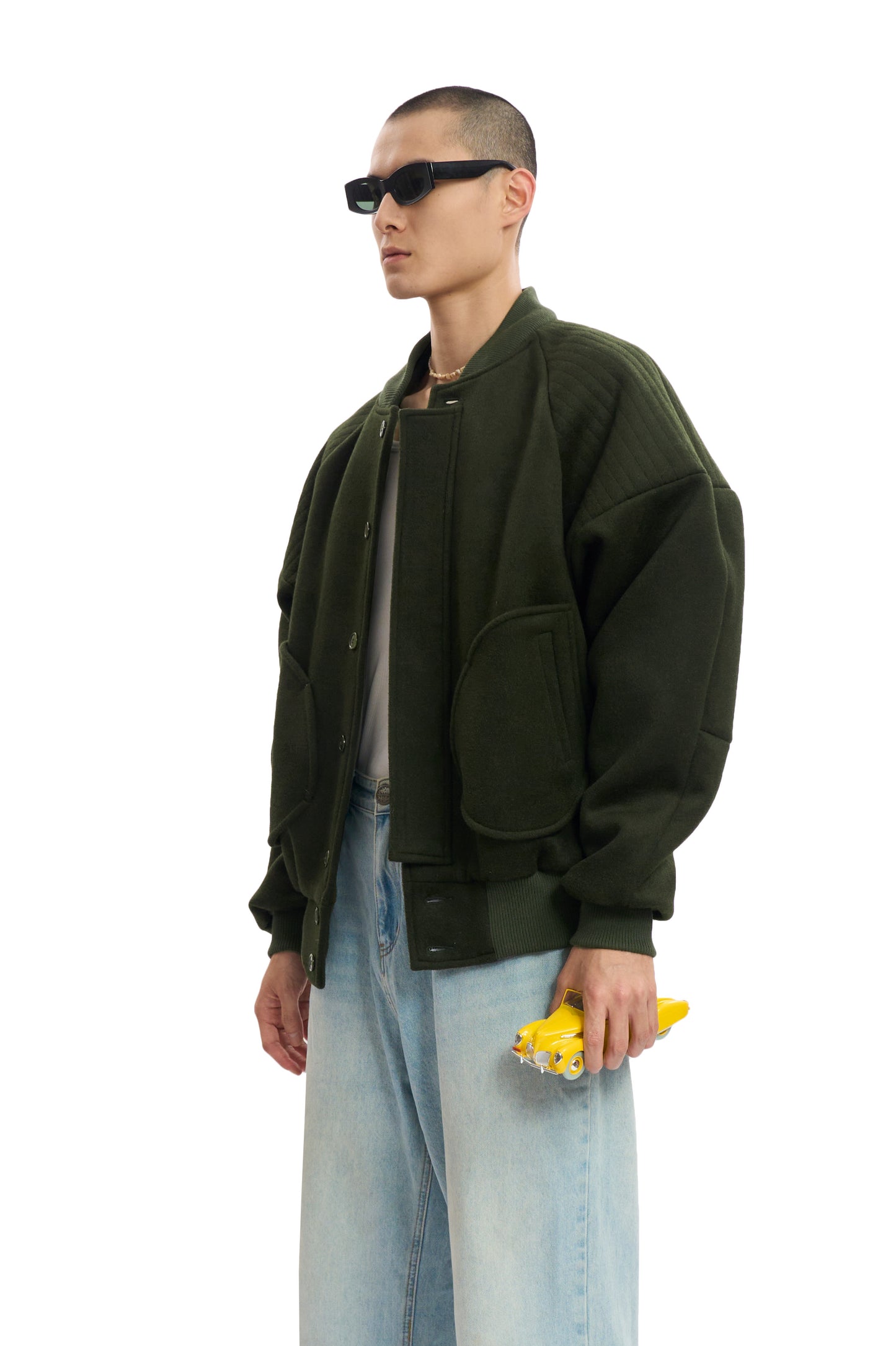 Green Wool Bomber Jacket