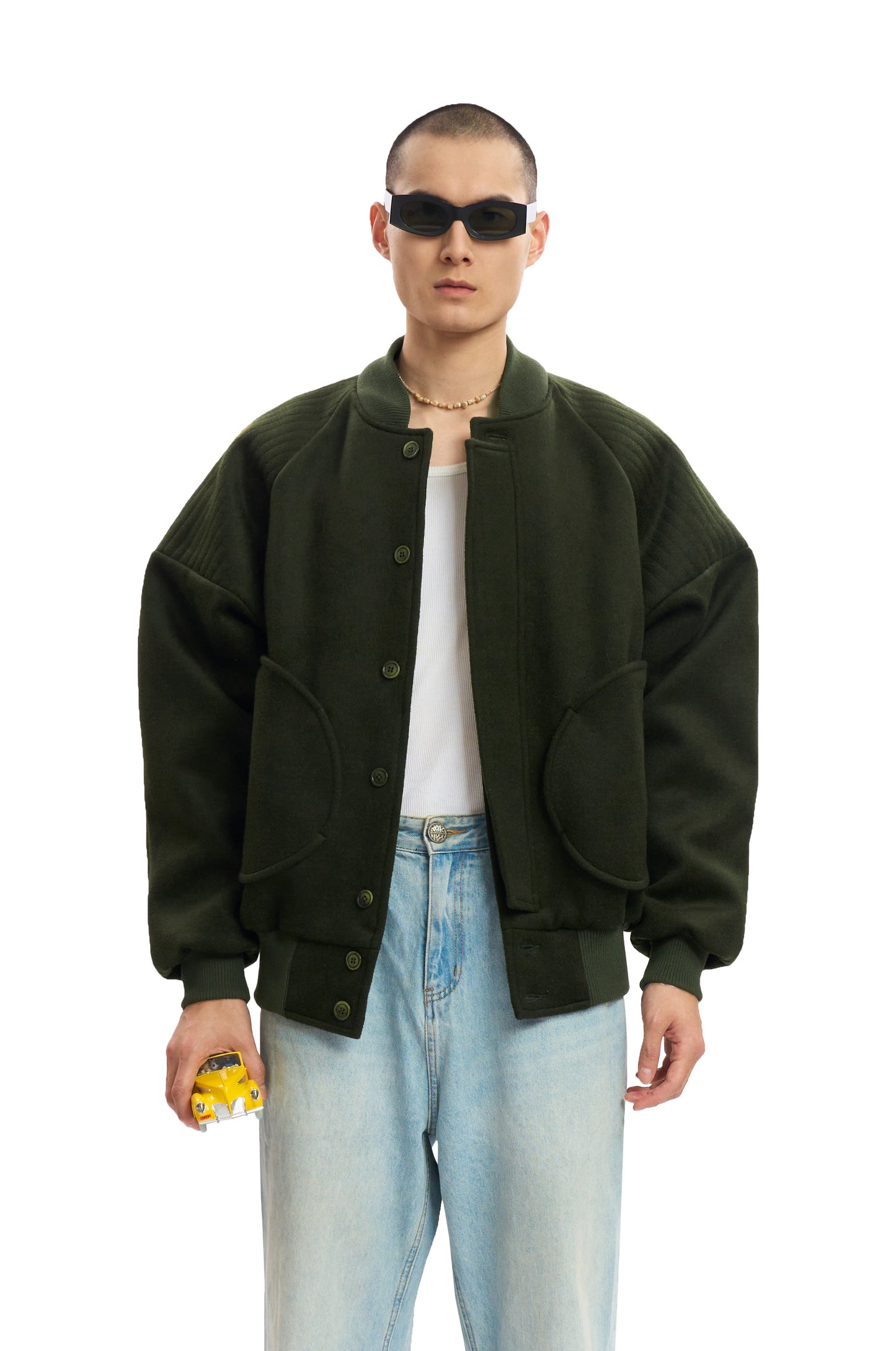 Green Wool Bomber Jacket