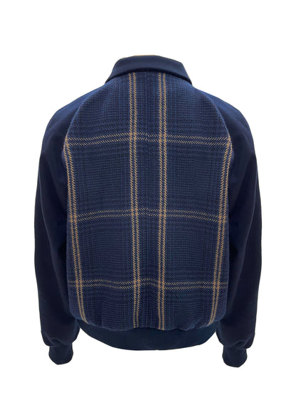 Navy Plaid Zipper Jacket