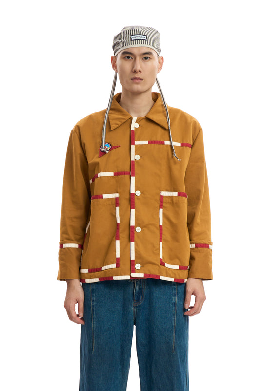 Contrasting Brown Cotton Twill Jacket