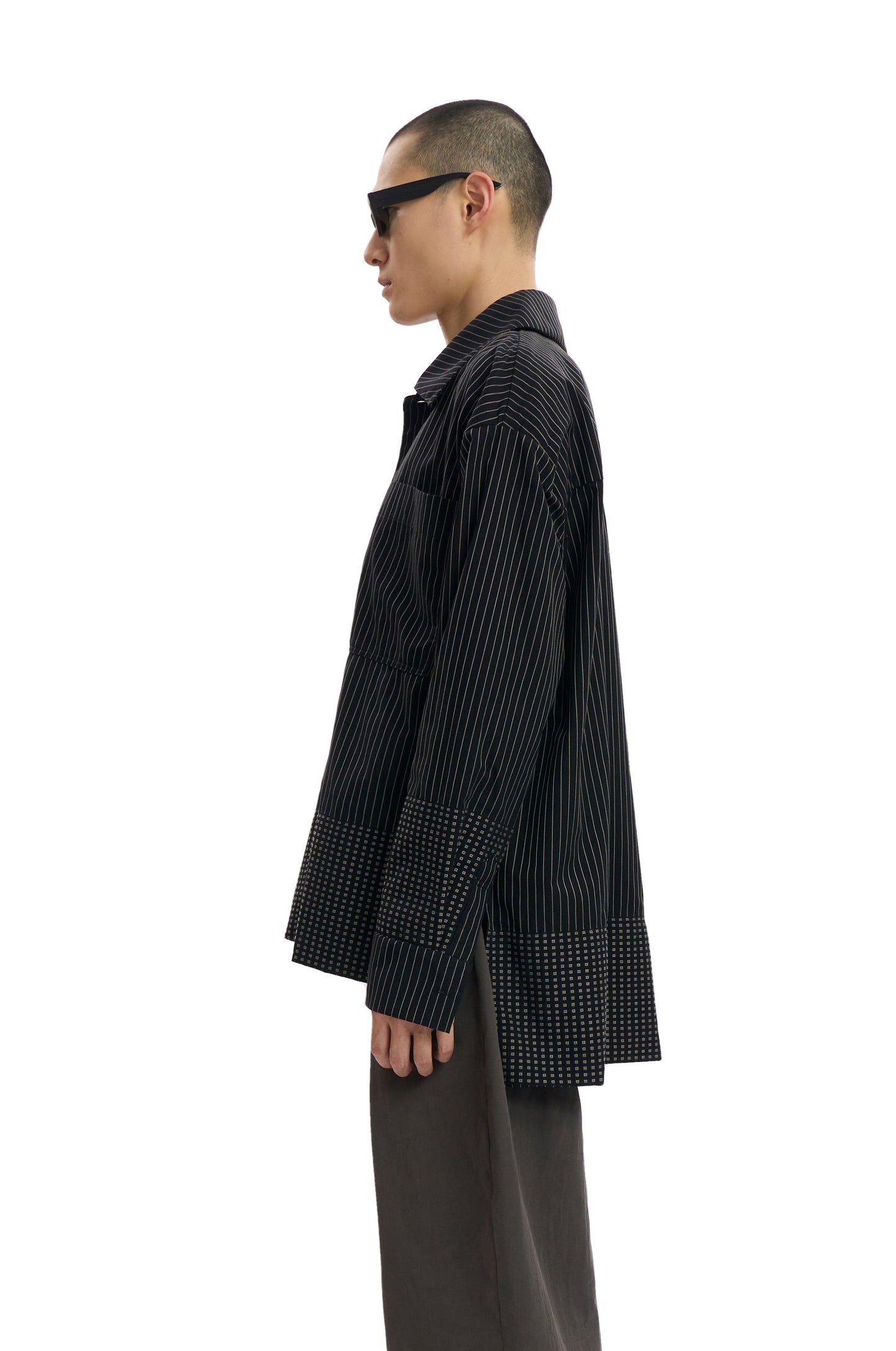 Oversized Stripe Embroidery Shirt
