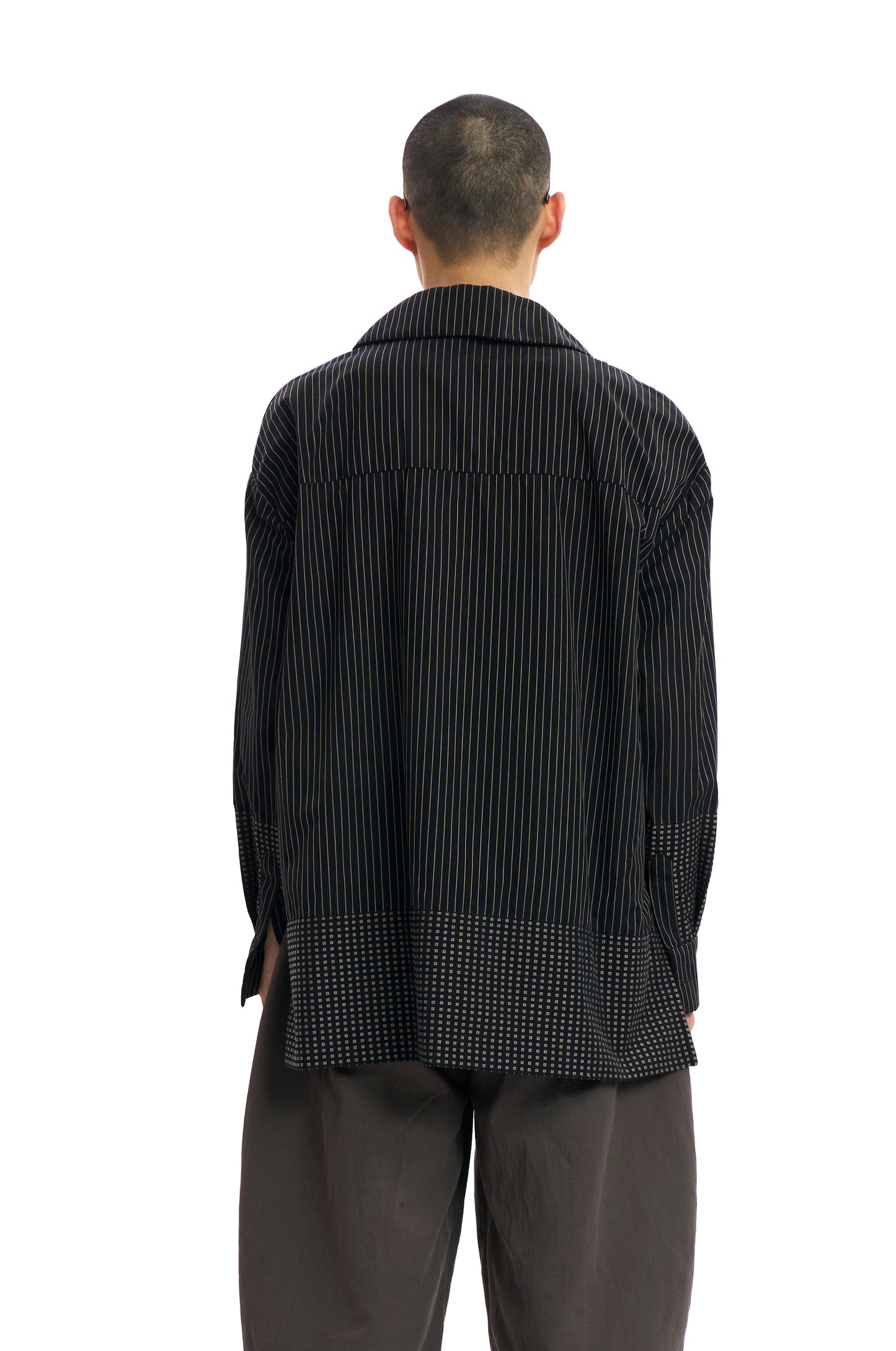 Oversized Stripe Embroidery Shirt