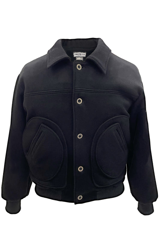 Black Wool Bomber Jacket