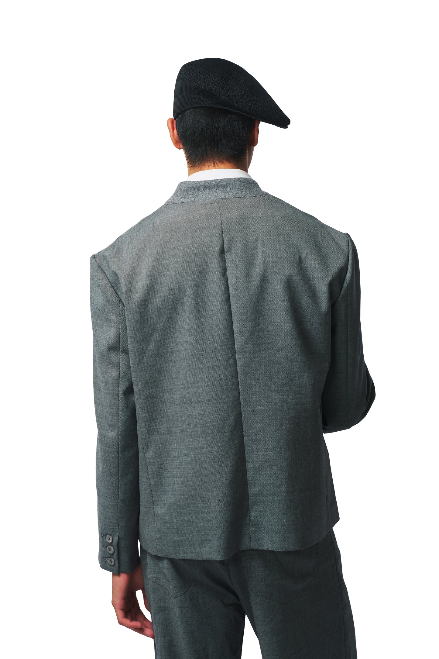 Wool Mandarin Collar Blazer