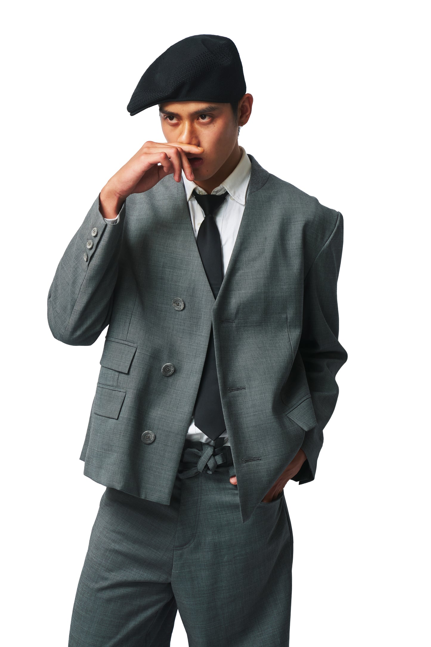 Wool Mandarin Collar Blazer
