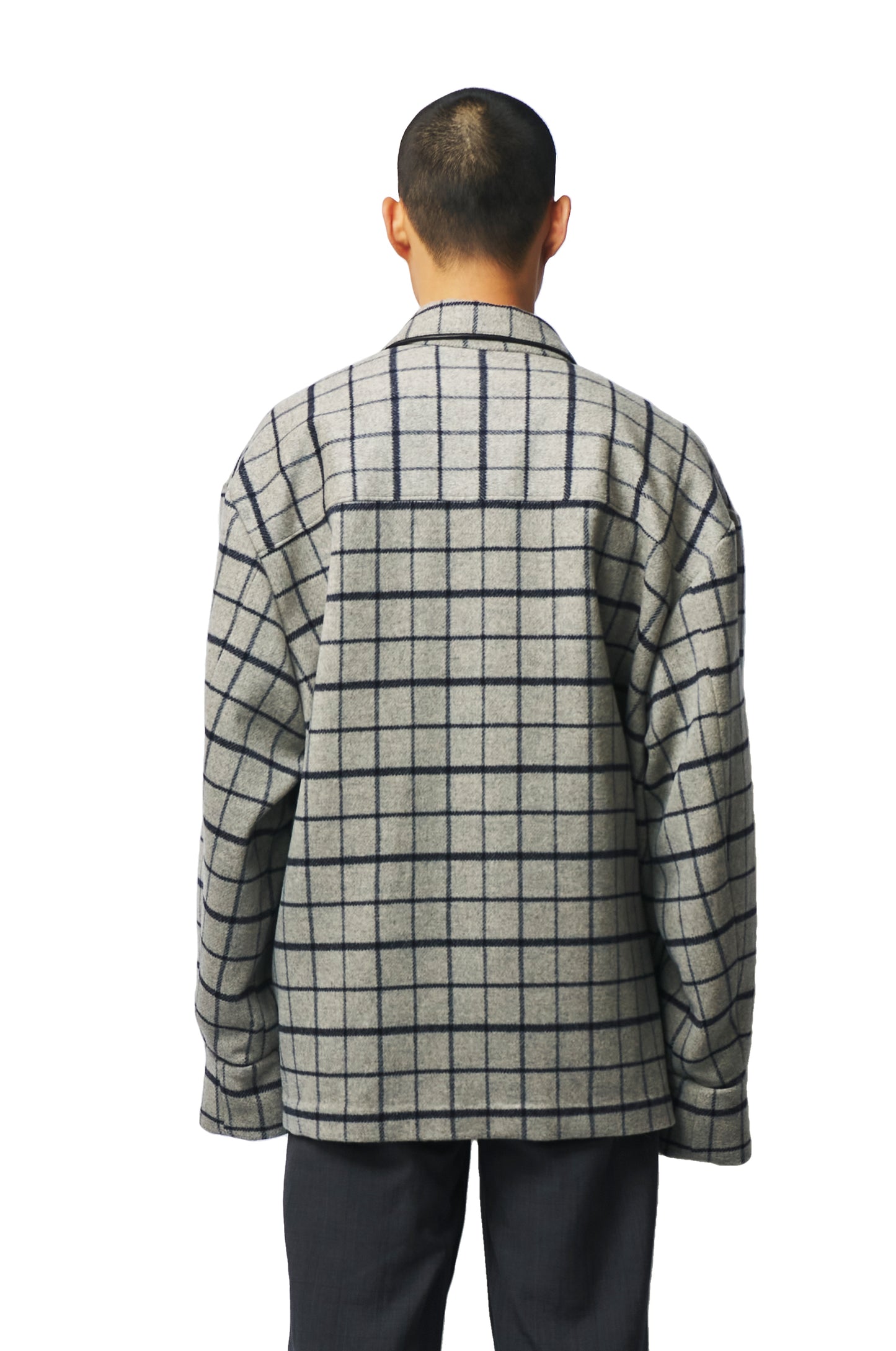 Grey Plaid Oversized Coat
